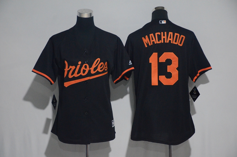 Womens 2017 MLB Baltimore Orioles #13 Machado Black Jerseys->women mlb jersey->Women Jersey